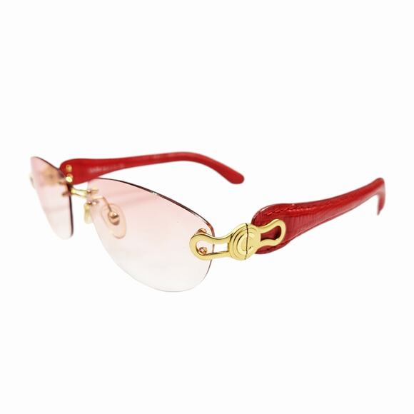 Y2k Celine Rimless Sunglasses Leather Wrapped Horsebit Hinge Vintage main image 7